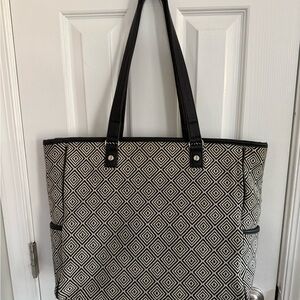 Thirty-One Black and White Geometric Tote Bag